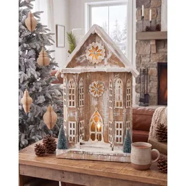 Beliani Weihnachtshaus 50 cm Braun/Weiß