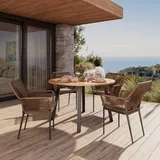 Ambia Garden Gartentisch, Schwarz, Teak, Holz, Metall, Eukalyptusholz, massiv, rund, eckig, 130x75x130 cm, Bsci, FSC 100%, Holzmöbel, Holztische, Gartentische Holz