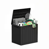 Amopatio 114L Gartenbox Wetterfeste Auflagenbox Kunststoff in Rattan-Optik, Abschließbare Kissenbox mit Tragegriffen, Outdoor Aufbewahrungsbox für Balkon, Terrasse & Poolzubehör, 56 x 41 x 50cm
