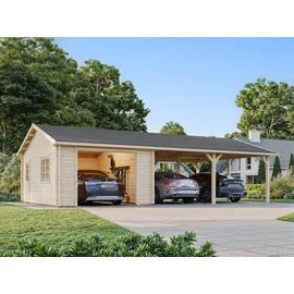 Palmako Einzelgarage Roger 10,06 x 6,19 m naturbelassen mit Seitenwand