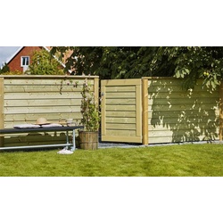 Klink Holztor - Natur - 100 x 125 cm - Gartentor aus Fichte in Natur, sägefein - Zauntor in rechteckiger Form - Tor für Garten & Terrasse
