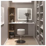 Vicco Schminktisch Tower Weiß Sonoma 122 x 55 cm mit LED-Spiegel und Hocker
