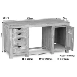 Massivmoebel24 Schreibtisch Akazie beige