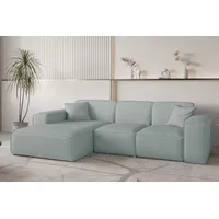 Fun Möbel Ecksofa Designersofa CELES PREMIUM in Stoff Scala Saphirblau Ottomane Links - Blau