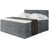altdecor Boxspringbett mit Matratze H3|H4 und Lattenrost - TOLO KING 160x200 Cord - Dunkelgrau