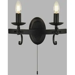 Licht-Erlebnisse Wandleuchte BATTENBERG 2x E14 bis 60 W Schwarz Schmiedeeisen | LE91804