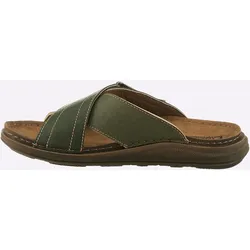 Pantolette FISCHER, Herren, Gr. 40, grün (khaki), Textil, Textil, Basic, Schuhe