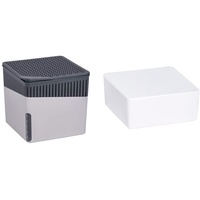 WENKO Raumentfeuchter Cube, 16,5 x 15,7 x 16,5 cm, Grau & Nachfüller Raumentfeuchter Cube, Nachfüllpack für Luftentfeuchter, reduziert Schimmel & Gerüche, 500 g Granulatblock, 10 x 5 x 10 cm, Weiß