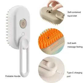 petsation 3-in-1 Dampf-Bürste für Hunde & Katzen Beige/Braun