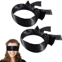 2 Stück Schwarz Augenbinde Schlafen, Satin-Schlafmaske Weiche Augenmaske zum Schlafen und Reisen, 62 Inches, Schwarz