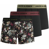 JACK & JONES Herren , Trunks , Jacflower Micro Fibre Pack of 3 Boxershorts, Schwarz, M EU