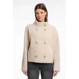 RINO & PELLE "BETH", Damen, Gr. L (40), grau (stone), Bouclé, Obermaterial: 59% Polyamid, 26% Polyester, 15% Viskose, unifarben, regular fit taillenbedeckt, Jacken Kurzjacke, mit Stehkragen