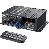 LiNKFOR Mini Bluetooth Verstärker, Mini Audio Leistungsverstärker, 2,0CH Bluetooth 5,0 Empfänger Lautsprecherverstärker mit 12V 5A Stromversorgung, Musikverstärker mit Bass- und Höhenregelung