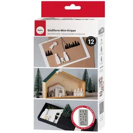 Rayher Silikon Gießform Mini Krippe 26 x 14,5 x 1 cm grau