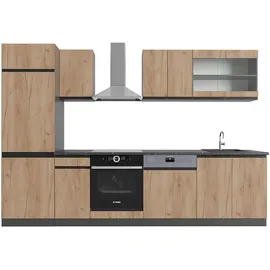 Vicco Küchenzeile R-Line J-Shape 300 cm Eiche/Anthrazit