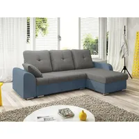 Fun Möbel Ecksofa Sofa DEKOS mit Schlaffunktion Hellblau / Grau Ottomane Rechts - Grau