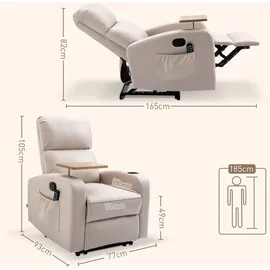 Homcom Relaxsessel mit Massagefunktion, Fernsehsessel mit Liegefunktion, Massagesessel, Stahl, Mikrofaserstoff