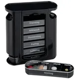 Relaxdays Pillendose 7 Tage, wöchentliche Tablettenbox, 4 Fächer, morgens, mittags, abends, nachts, schwarz