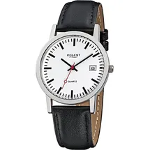 REGENT Damen Herren-Armbanduhr schwarz Analog F-794 Leder-Armband D2URF794