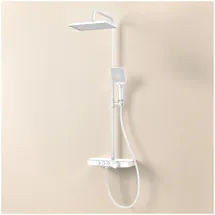 EMKE Duschsystem mit Thermostat Weiß 30×20 cm 118cm