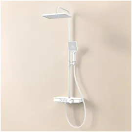 EMKE Duschsystem mit Thermostat Weiß 30×20 cm 118cm