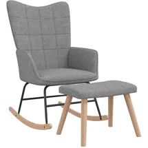 vidaXL Schaukelsessel mit Hocker Polyester 70 x 100 x 80 cm Hellgrau