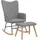 vidaXL Schaukelsessel mit Hocker Polyester 70 x 100 x 80 cm Hellgrau