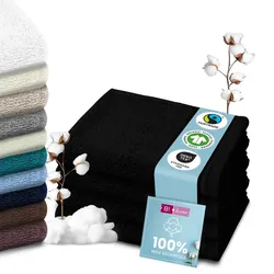 Set Handtücher Baumwolle Plain Design - Größe: 70x140, Farbe: Schwarz