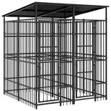 vidaXL Outdoor-Hundezwinger mit Dach 3,69 m2 Stahl Schwarz