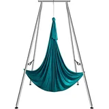 VEVOR Aerial Yoga Hängematte mit Yogarahmen 6 x 2,6 m, Grün Yoga Swing Air Fliegen, Yoga-Schaukel Hammock Swing 250 kg Max. Tragfähigkeit, inkl. Yoga-Socken & Fußpolster, Anti-Gravity-Übungen