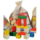 Ebert Baubeutel mit 70 bunte Holzbausteine Erzgebirge