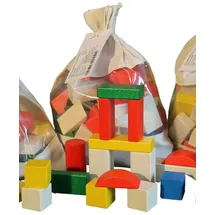 Ebert Baubeutel mit 70 bunte Holzbausteine Erzgebirge