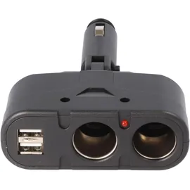 AccuCell KFZ-Adapter Verteiler Zigarettenanzünder Stecker auf 2x Kupplung + USB