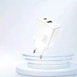 DUDAO A26T GaN Ladegerät 25 W, USB-A USB-C, Power Delivery & Quick Charge, Weiß