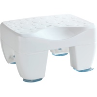WENKO Badewannenhocker Secura, rutschsicherer Badewannensitz mit strukturierter Oberfläche aus robustem Kunststoff, Sitzhocker belastbar bis 150 kg, mit Wasserablauf, 40 x 21 x 31 cm, Weiß