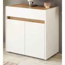 furn.design Waschbeckenunterschrank Center (Waschtisch Unterschrank in weiß mit Wotan Eiche, 60 x 62 cm) mit viel Stauraum weiß