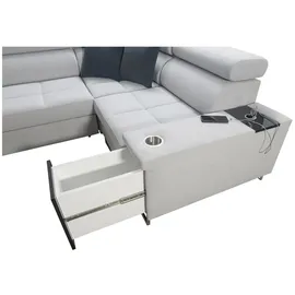 kaiser möbel Elegantes Ecksofa mit Konsole und Ladegerät MORENA II Sawana Dunkelbraun Links - Dunkelbraun