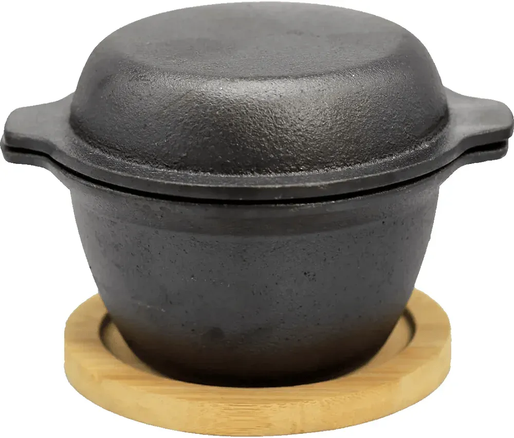 All`Grill DutchOven, Ø10x9cm mit Holzuntersetzer
