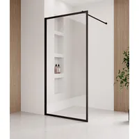 Badplaats Duschwand Georgia 90 x 200cm Glas Duschabtrennung Schwarz - Walk-In Dusche Nano Duschtrennwand