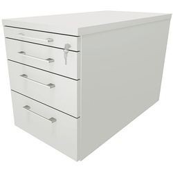 fm Büromöbel Schubladen Rollcontainer Tiefe 80 cm »Sidney« einheitliches Dekor grau, 43.4x54x80 cm