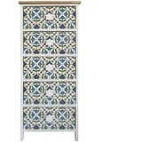 Mobili Rebecca Rebecca Mobili Kommode mit 5 Schubladen Modernes Holz, Weiß, Blau 93x40x30