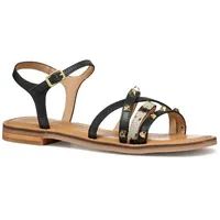GEOX MADDALUSIAC D Slide Sandal, Black/White, 39