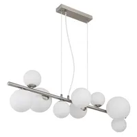 GLOBO LIGHTING LED Pendelleuchte, Leuchtmittel inklusive, Warmweiß, Hängeleuchte Esszimmerlampe LED 9 Flammig Glaskugeln Höhenverstellbar silberfarben