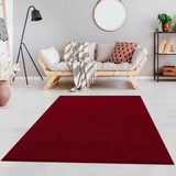 Fashion4Home Teppich Wohnzimmer – Einfarbig Teppich, Uni Teppich fürs Kinderzimmer, Schlafzimmer, Arbeitszimmer, Büro, Flur und Küche - Kurzflor Teppich Rot, Größe: 120x170 cm