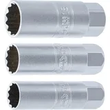 BGS Zündkerzen-Einsatz-Satz Zwölfkant Antrieb Innenvierkant 10 mm (3/8 SW 14 - 16 - 18 mm 3 teilig