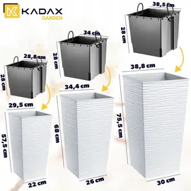 Kadax Blumentopf Set, Blumenkübel aus Kunststoff, "Tuluza", Innen- und Außenbereich, Weiß, 3er Set XXL – Weiß