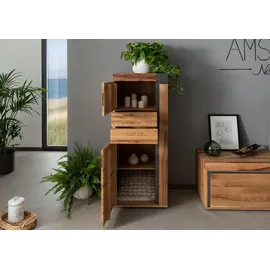 Massivmoebel24 Highboard 53 x 142 x 45 cm Wildeiche / Zerreiche geölt / Beige