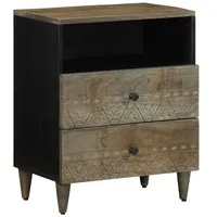 VidaXL Nachttisch Hellgrau 50x33x60 cm Massivholz Mango