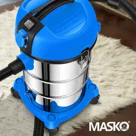 Masko MASKO® Industriestaubsauger Staubsauger Nass Trocken Sauger Edelstahl 2300W + Steckdose Blasfunktion Trocken-Saugen & Nass-Saugen Push&Clean Industrie-Sauger mit & ohne Beutel beutellos