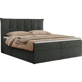 MKS Meble Boxspringbett 180x200 mit Bettkasten und Matratze H4, Polsterbett 180x200 mit Bettkasten, Bett 180x200 mit Stauraum und Topper - Premium-... - Dunkelgrau